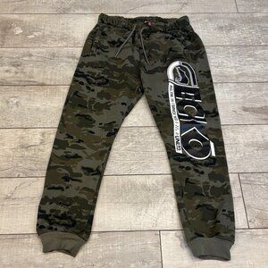 Ecko Unltd Fleece Sweatpants Green Camo Joggers Size XL Pockets Y2K Streetwear‎